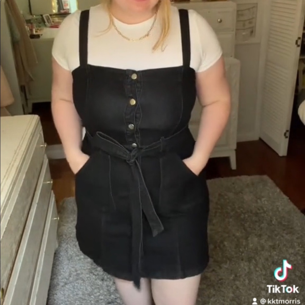 Black Denim Overall Dress